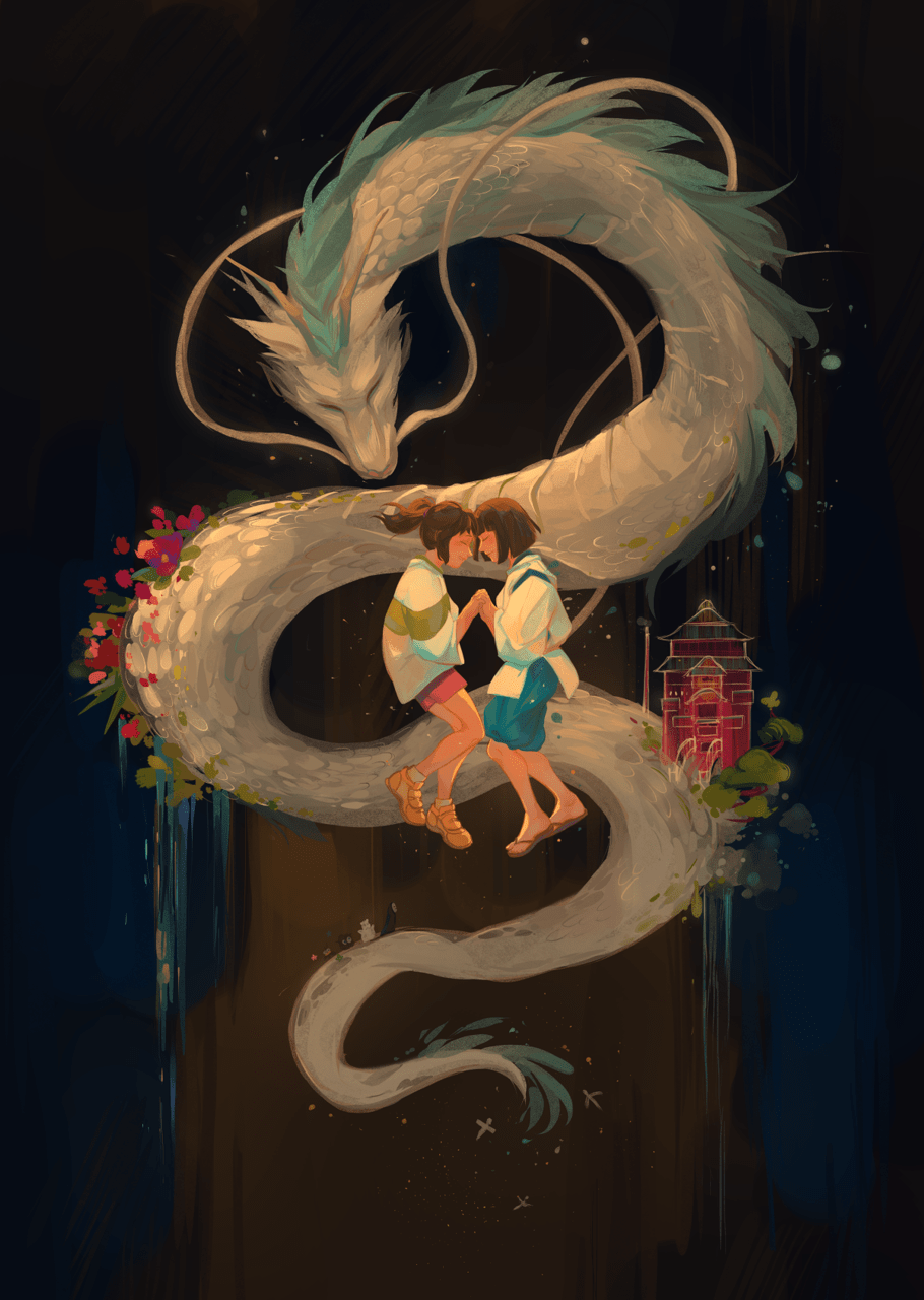 910x1280 wallpaper, fan art, spirited away and el viaje de chihiro