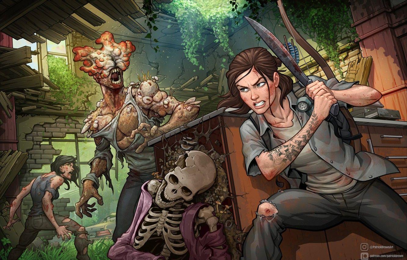 1332x850 art, Patrick Brown, naughty dog, ellie .anime.