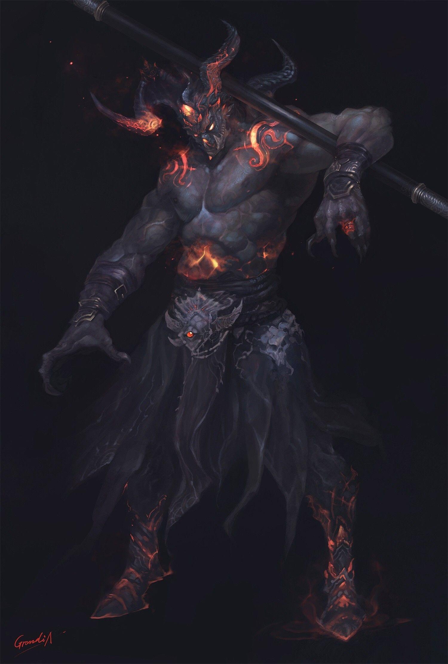 1500x2221 demon, #horns, #dark, #drawing. Wallpaper No. 332135. Fantasy monster, Fantasy creatures, Demon
