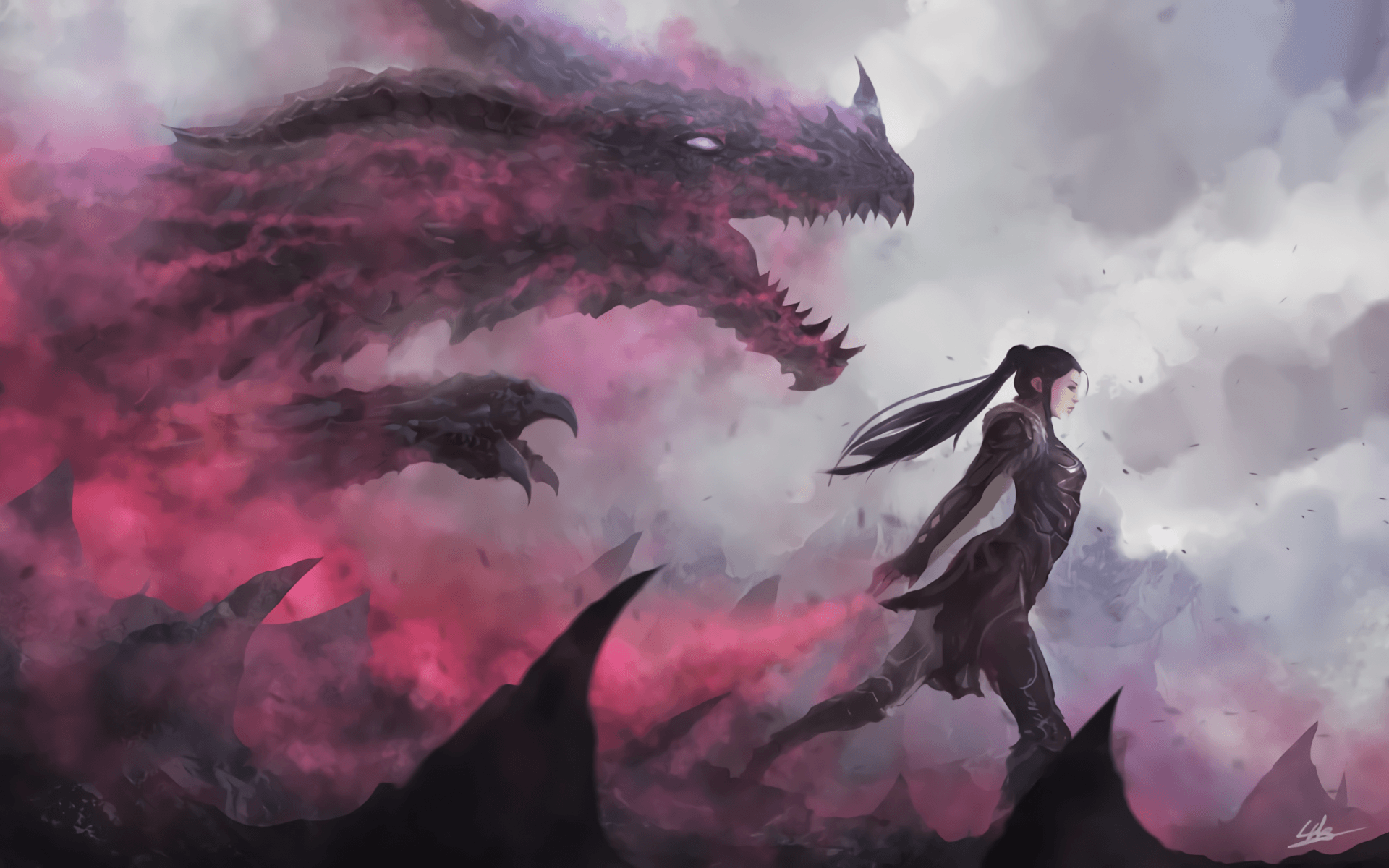 1920x1200 Dragon Girl Wallpaper