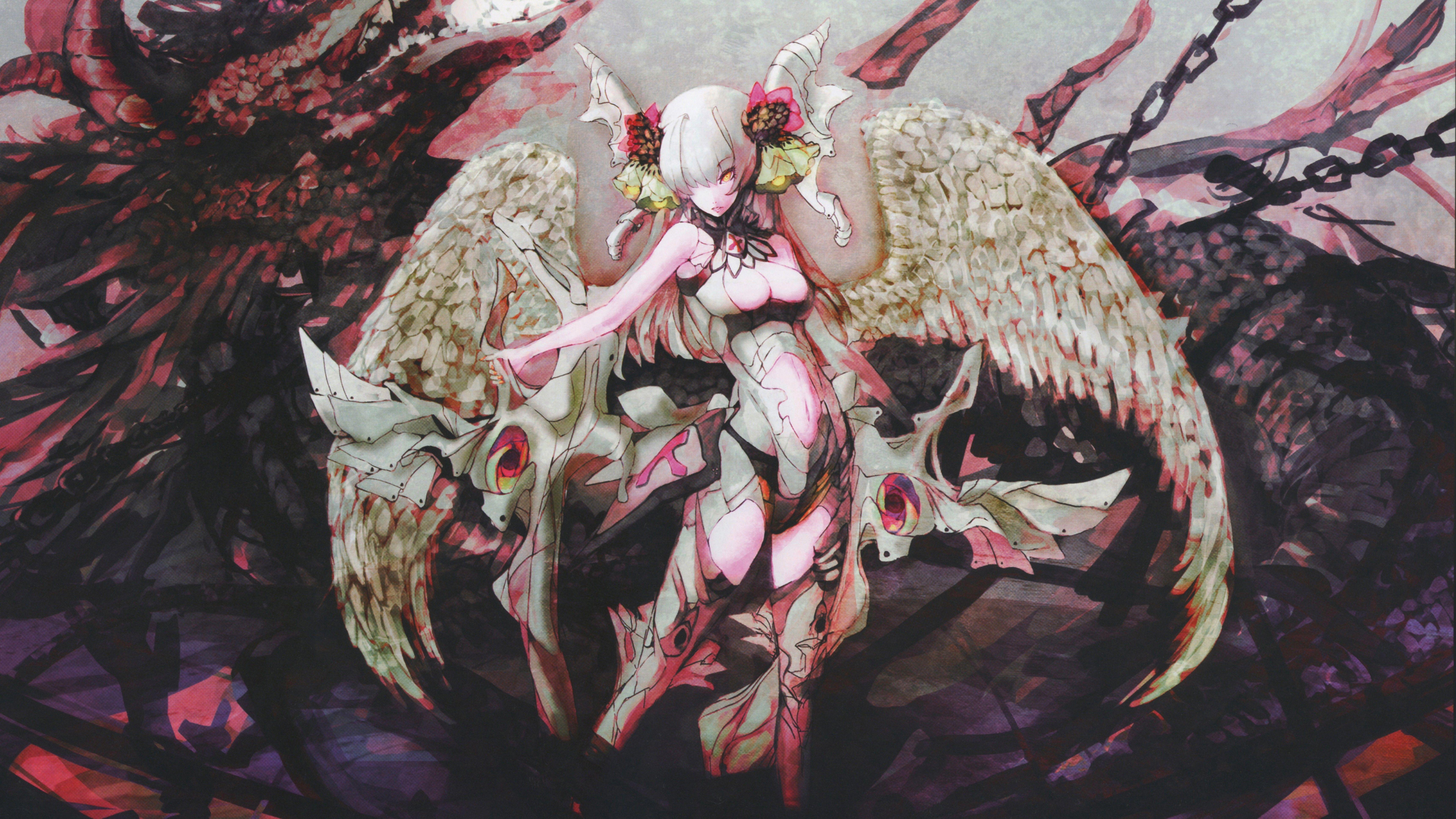 6879x3869 Cute Anime Dragon Girl Wallpaper