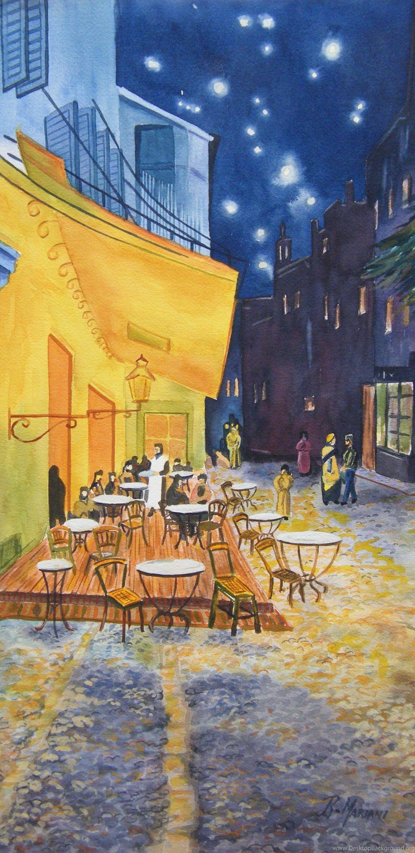 1440x2960 Download Cafe Terrace At Night After Van Gogh Wallpaper Desktop Background