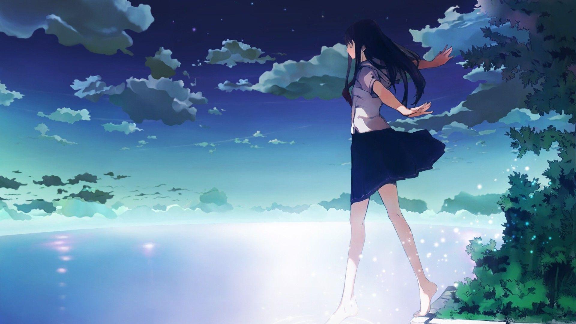 1920x1080 Alone Anime Girl HD Wallpaper 21322