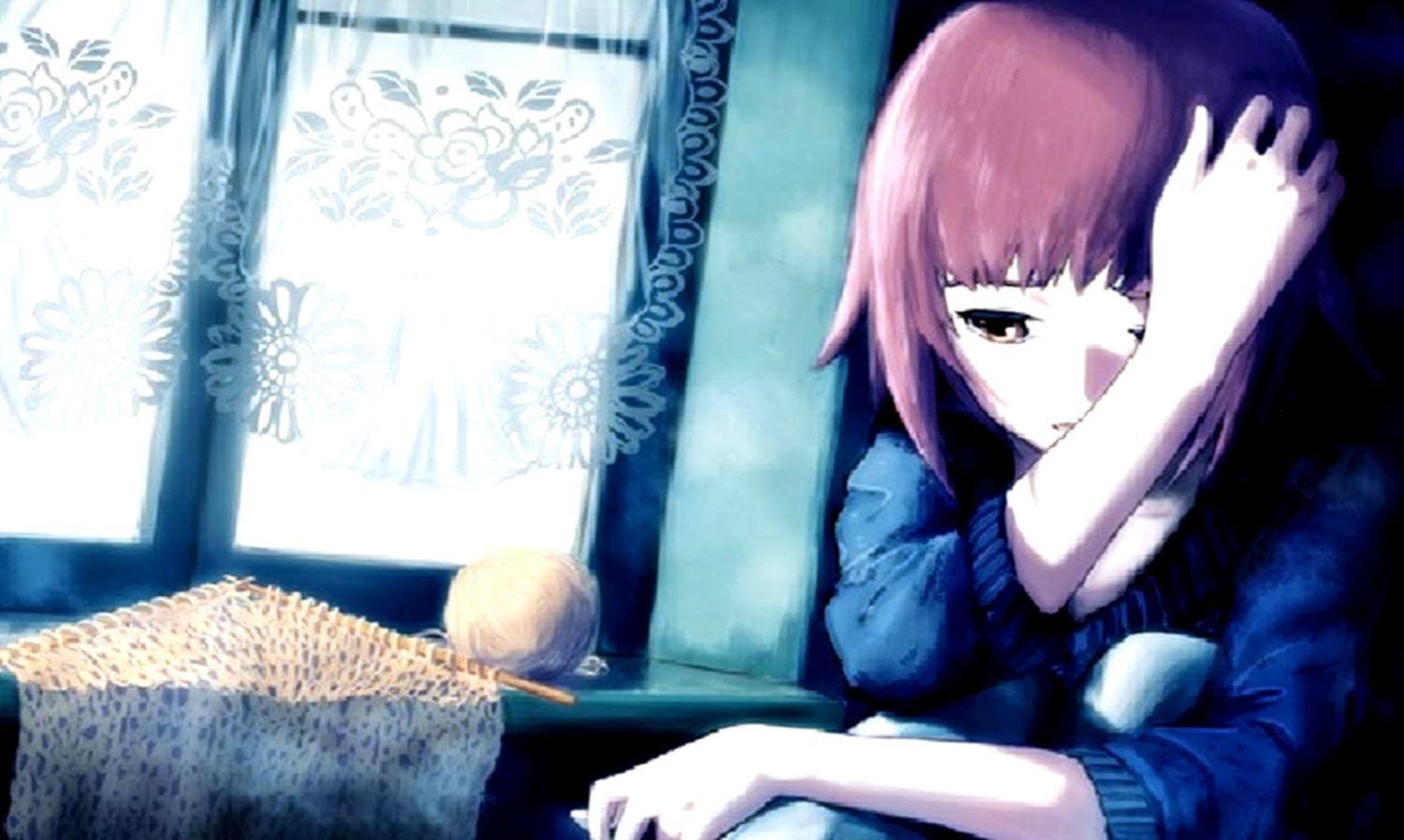1504x900 Alone Sad Beautiful Anime Girl Wallpaper