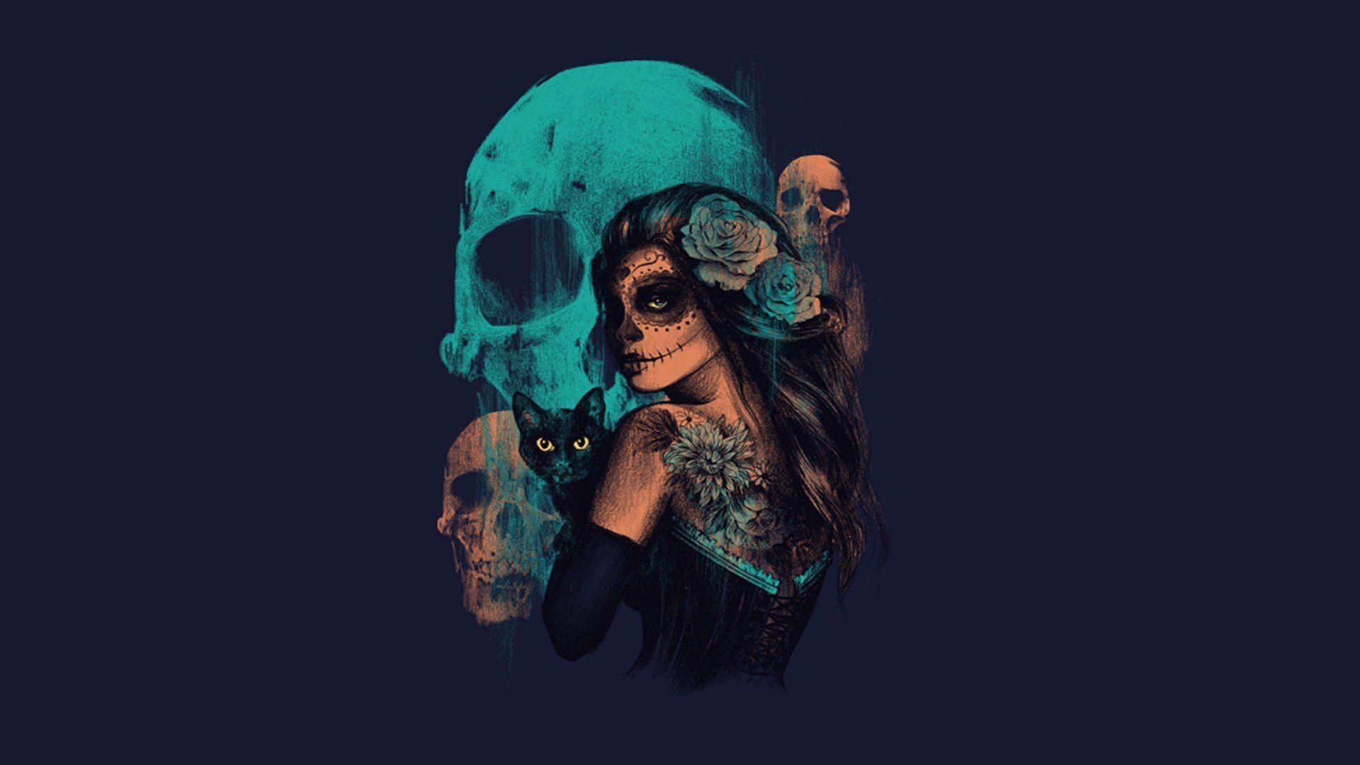 1920x1080 Women Sugar Skull Skulls Artwork Fantasy Art