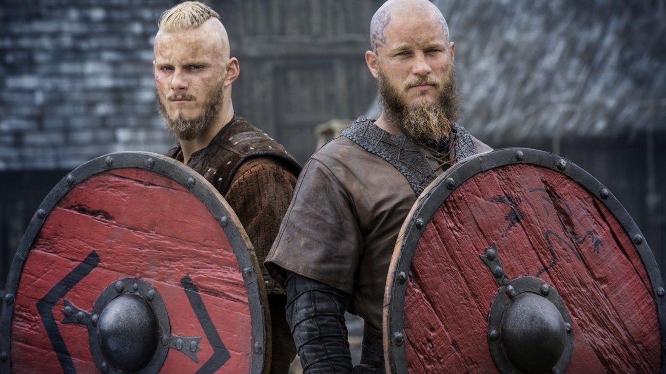 1366x768 Download 1366x768 Vikings, Ragnar Lodbrok, Bjorn Lothbrok, Shields, Tv Series Wallpaper for Laptop, Notebook