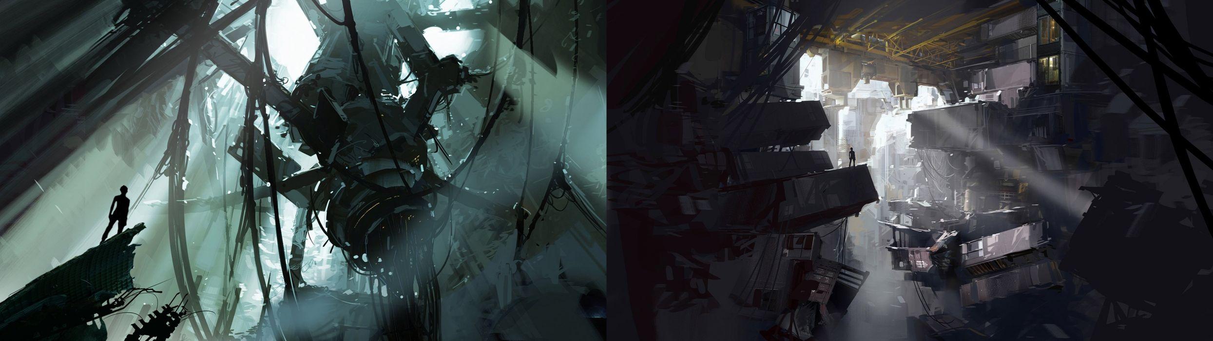 2489x700 Dual monitor screen portal wallpaperx1080