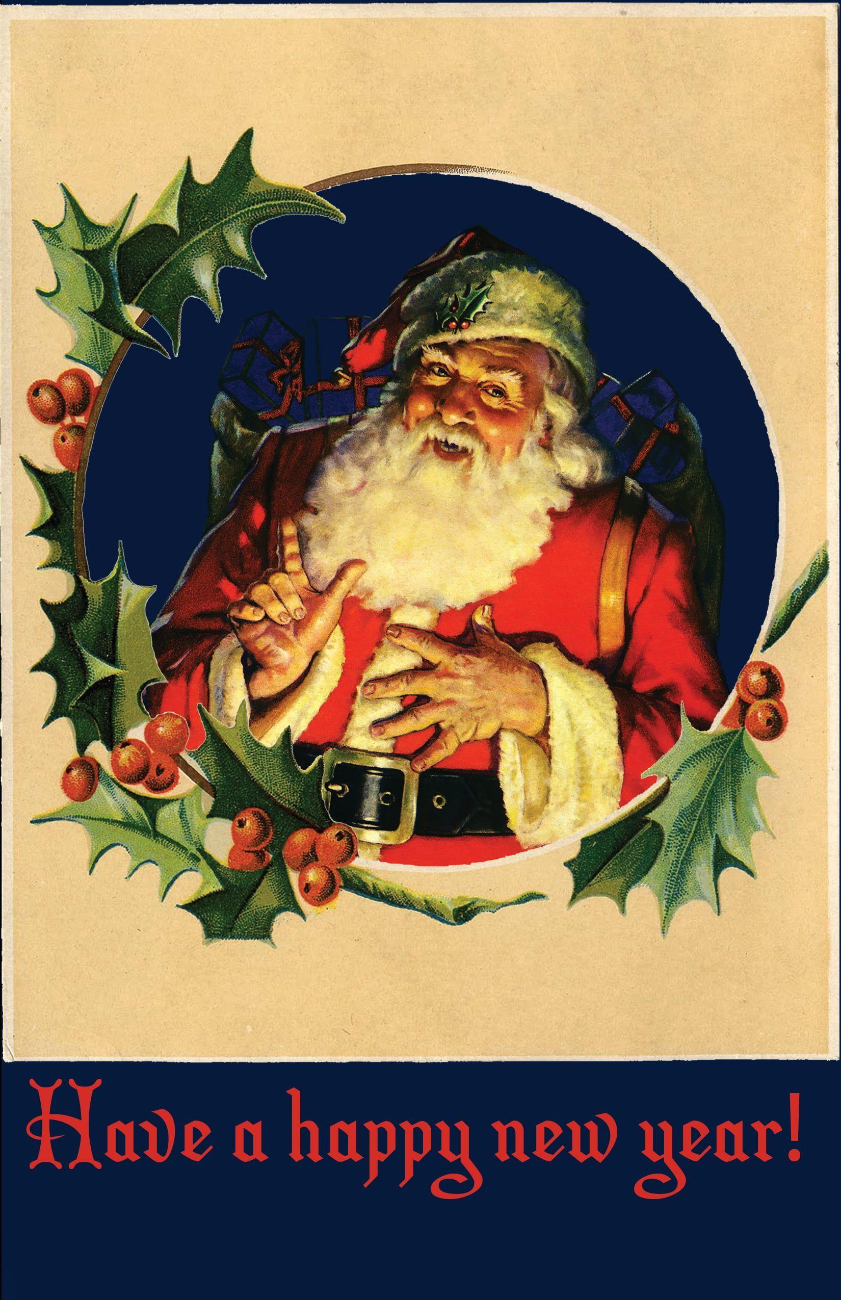 1650x2550 Vintage Santa Wallpaper