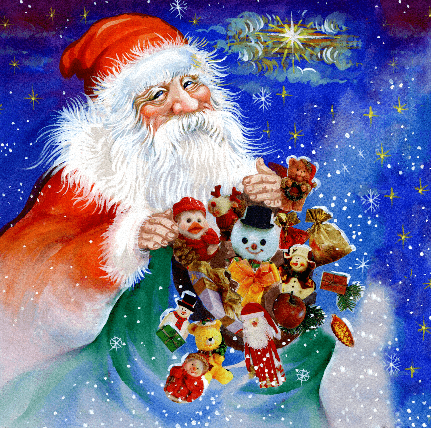1500x1488 Vintage Santa Claus Cards and a Holiday wallpaper