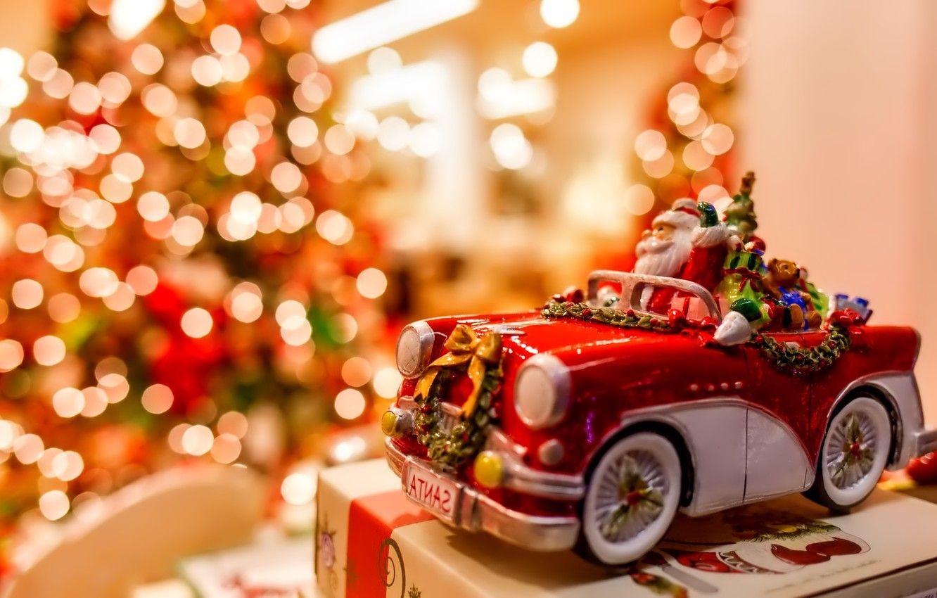 1332x850 Wallpaper lights, holiday, gift, toy, Christmas, New year, machine, Christmas, toy, bokeh, New year, Santa Claus image for desktop, section новый год