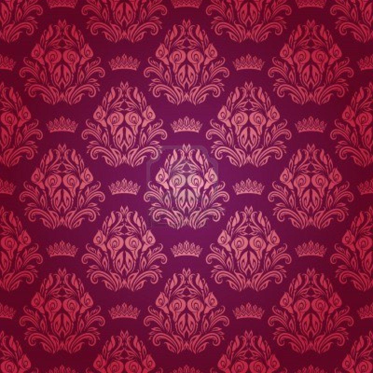 1200x1200 Pattern Royal Wallpaper Flowers Crowns On A Purple Royal Wallpaper Seamless HD Wallpaper