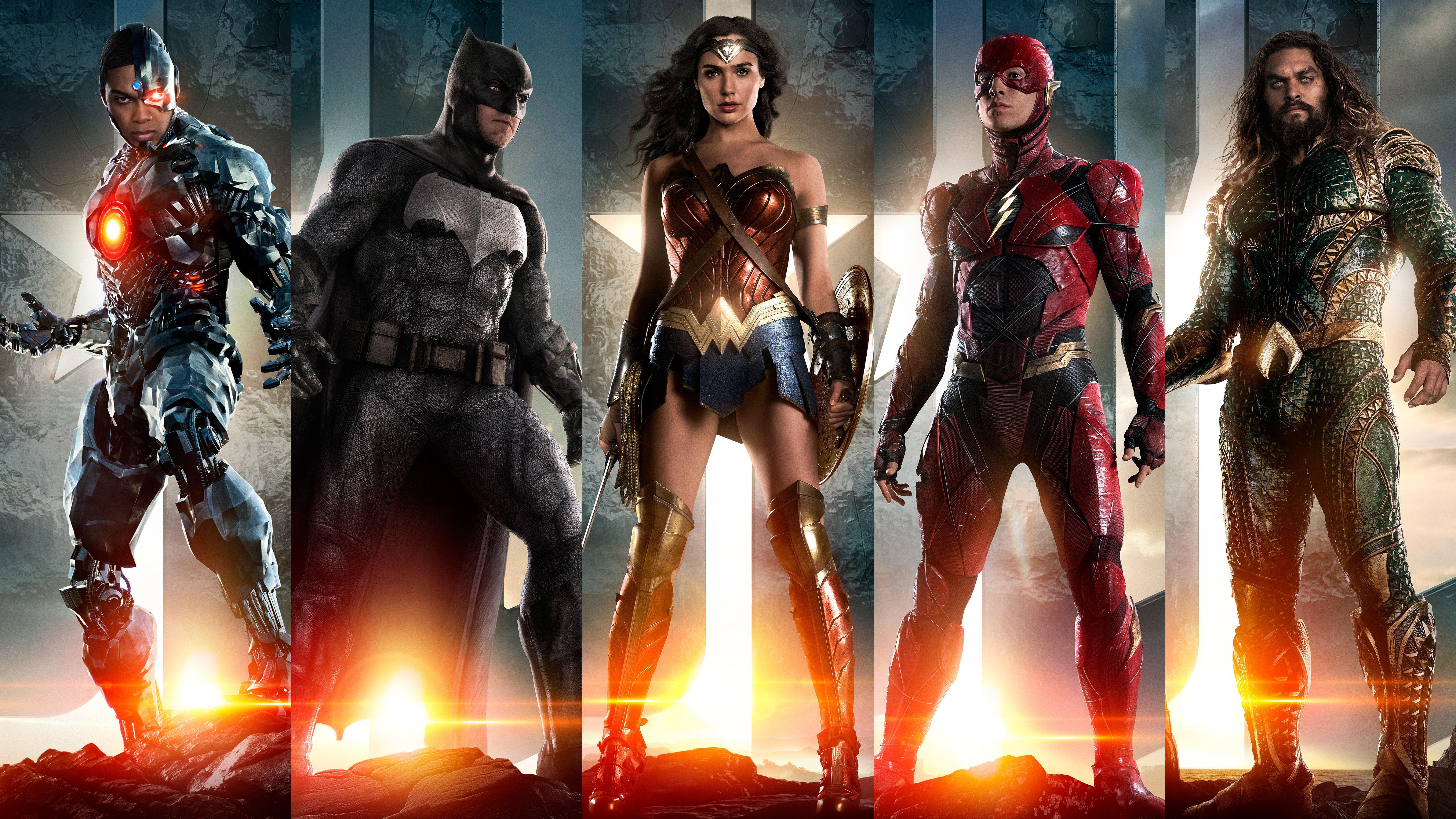 7680x4320 Justice League Cyborg Batman Wonder Woman The Flash Aquaman 8K