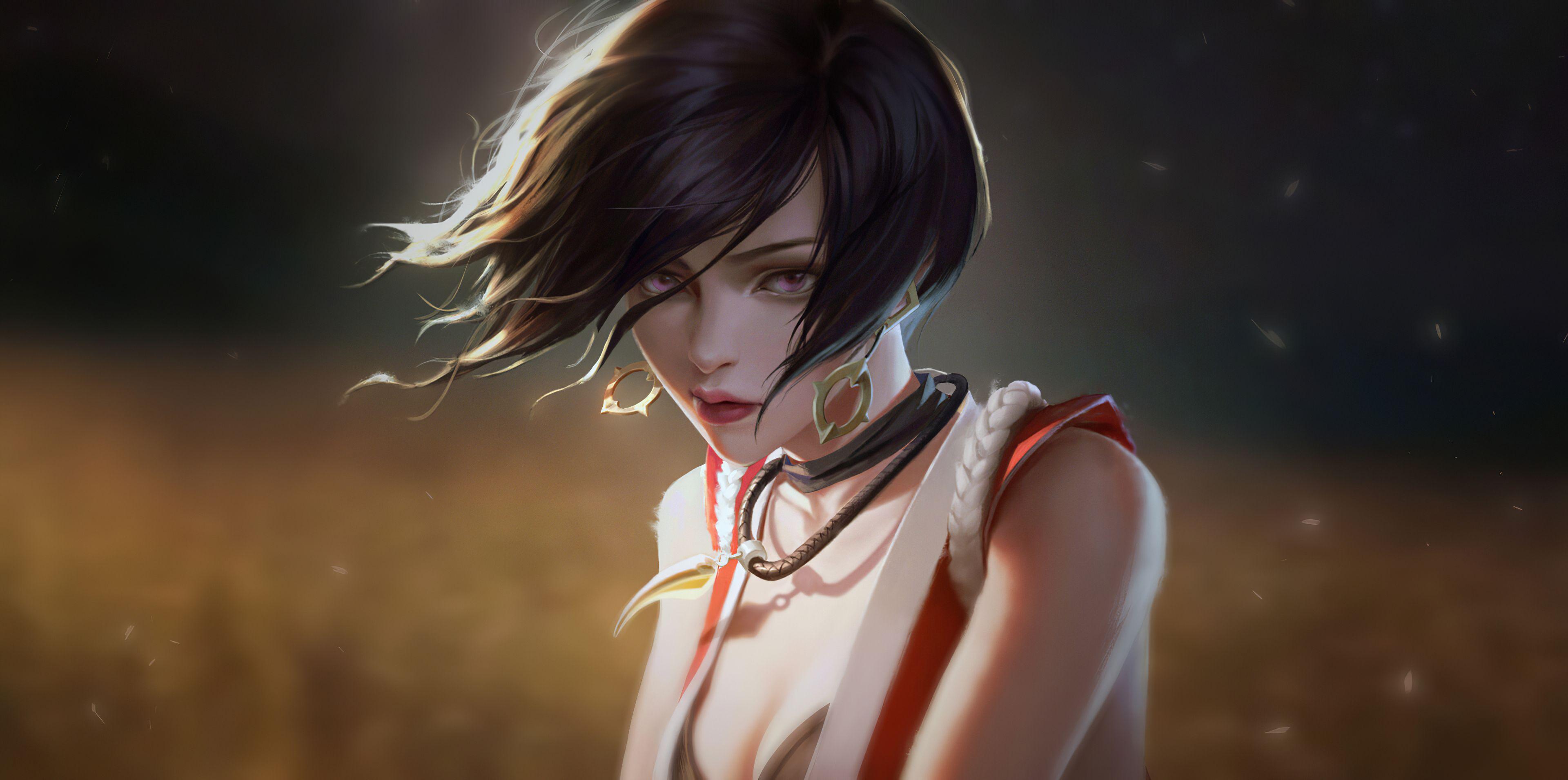3840x1912 Black Short Hair Girl 4k, HD Artist, 4k Wallpaper, Image, Background, Photo and Picture