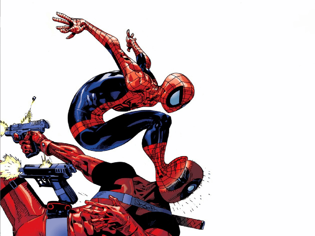 1024x768 Spiderman And Deadpool Wallpaper Desktop
