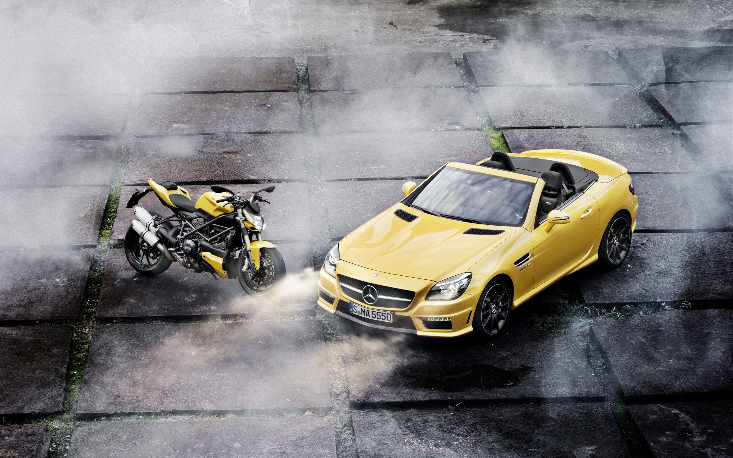 2560x1600 Ducati Streetfighter 848 Mercedes Benz SLK 55 AMG Wallpaper. HD Car Wallpaper