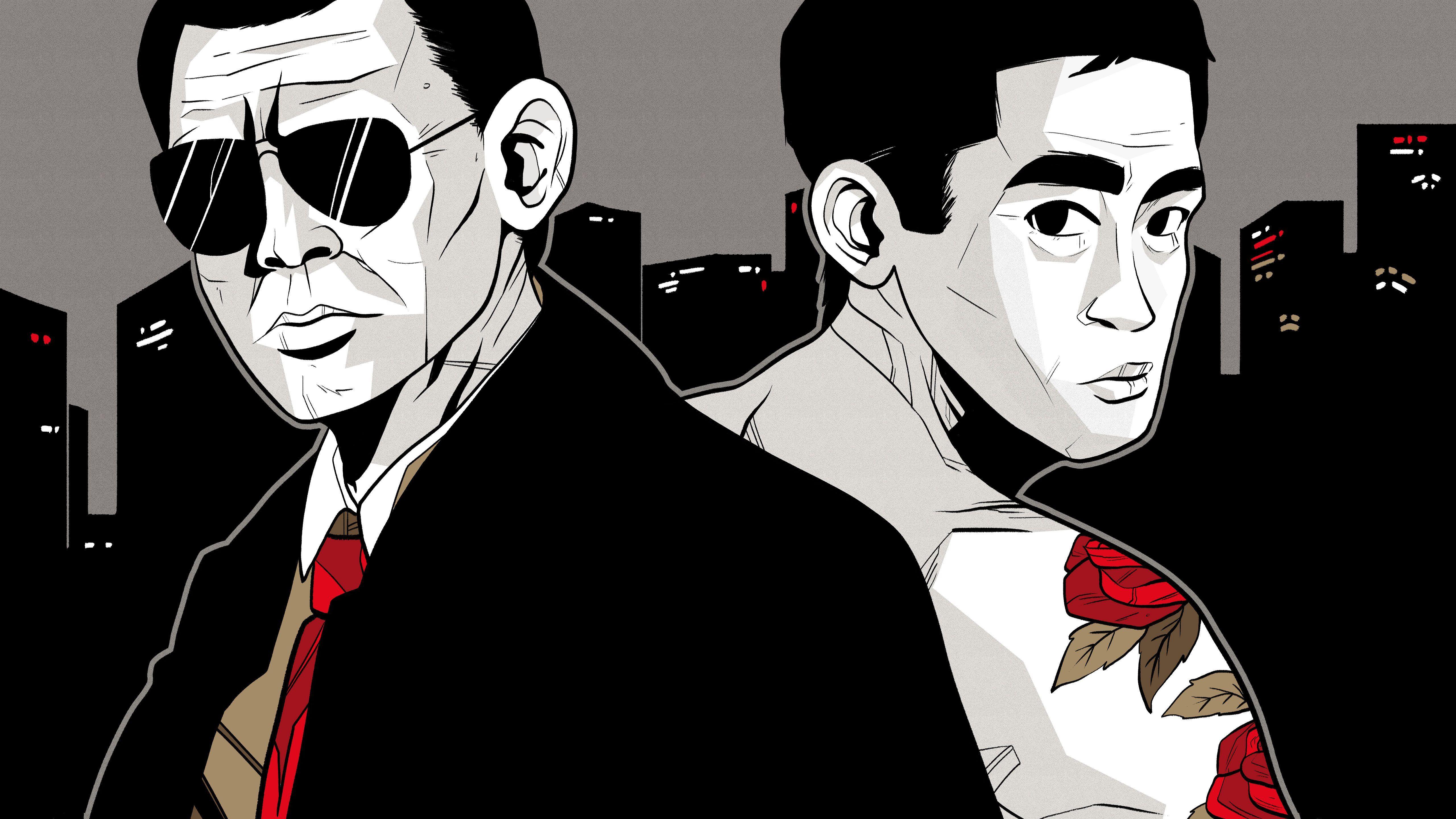 5120x2880 Takakura và Bunta Sugawara trong rạp chiếu phim Yakuza