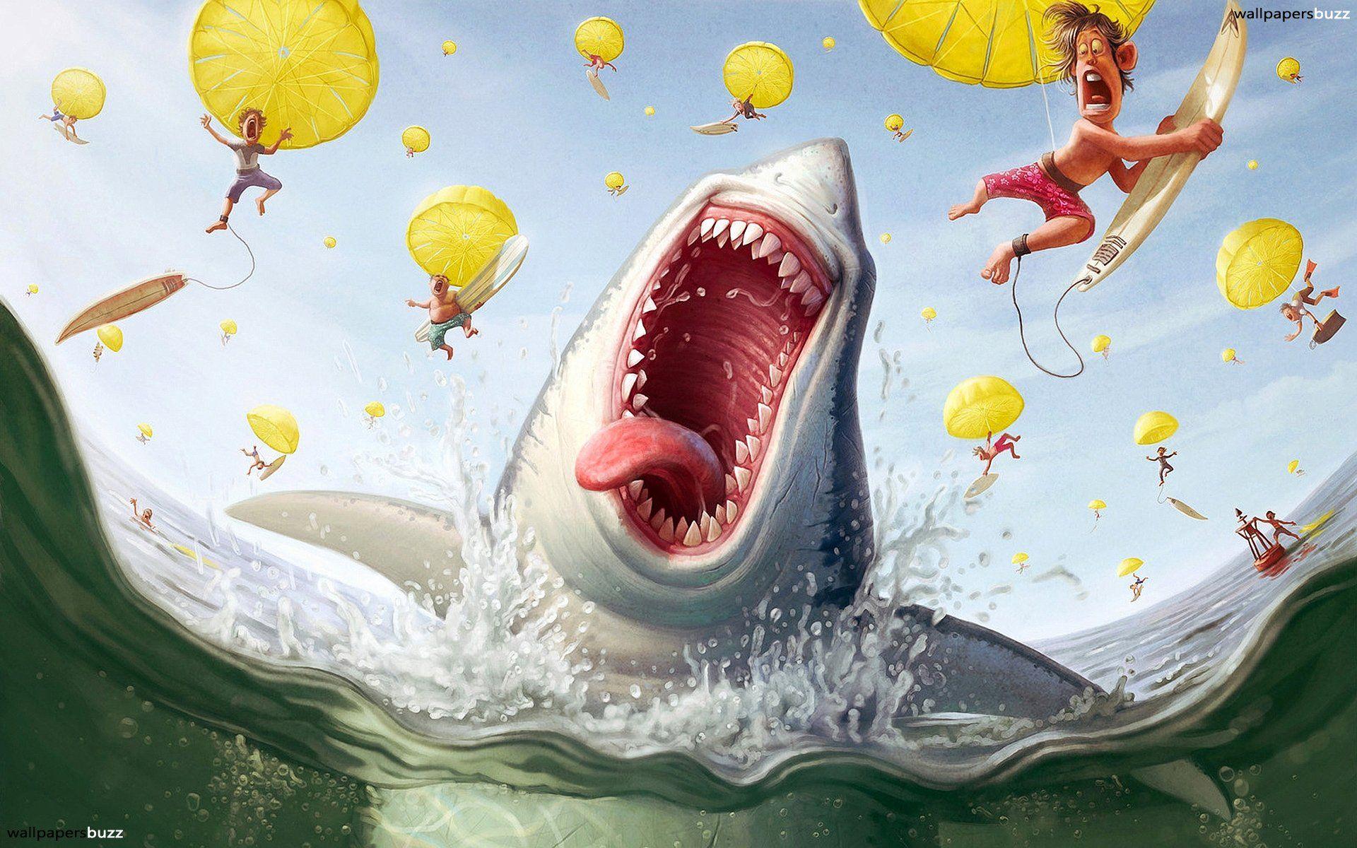 1920x1200 Furious shark HD Wallpaper