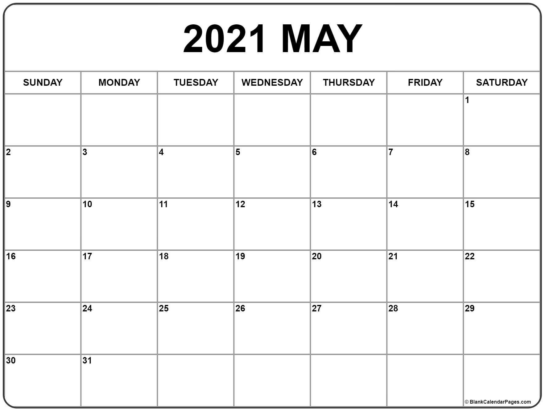 May 2021 calendar