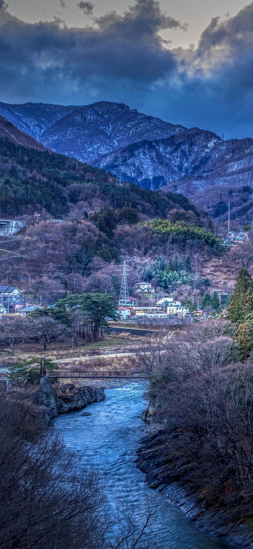 828x1792 iPhone Wallpaper Japan, Mountains, Trees, Village, Wallpaper iPhone Xr Wallpaper & Background Download