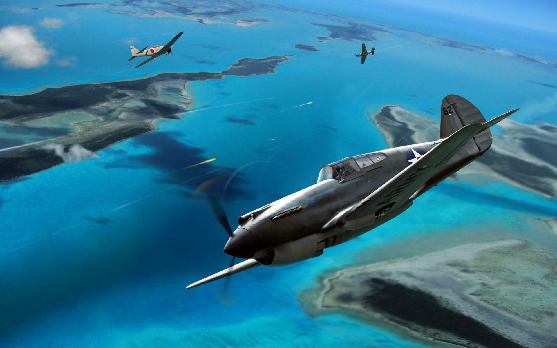 1920x1200 Download Wallpaper Curtiss P 40 Warhawk, Mitsubishi A6M Zero, World War II, Air Combat, Fighters, USA, Japan, WW P 40 Vs Zero For Desktop With Resolution 1920x1200. High Quality HD Picture Wallpaper