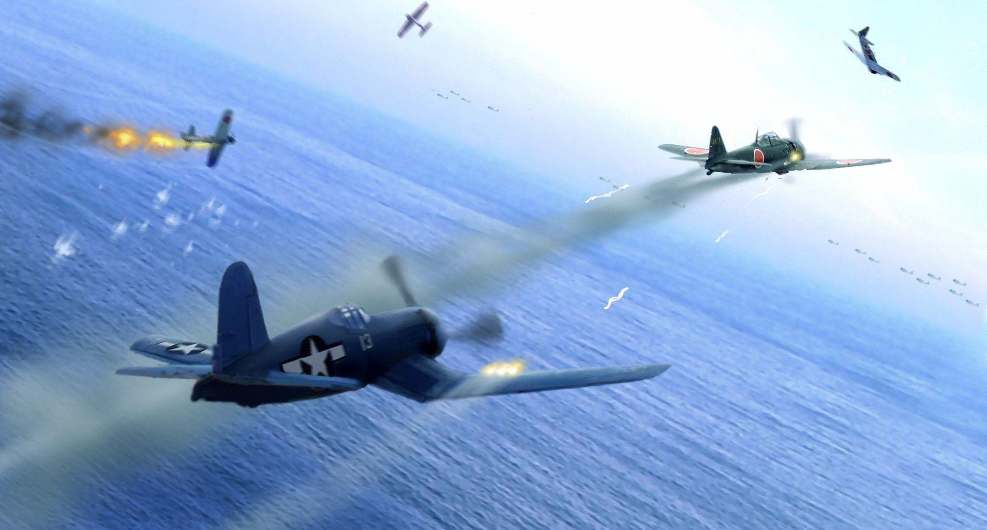 2010x1080 dogfight, airplane, war, aircraft, aviation, ww art, japanese aircraft, airplane desktop wallpaper 19816