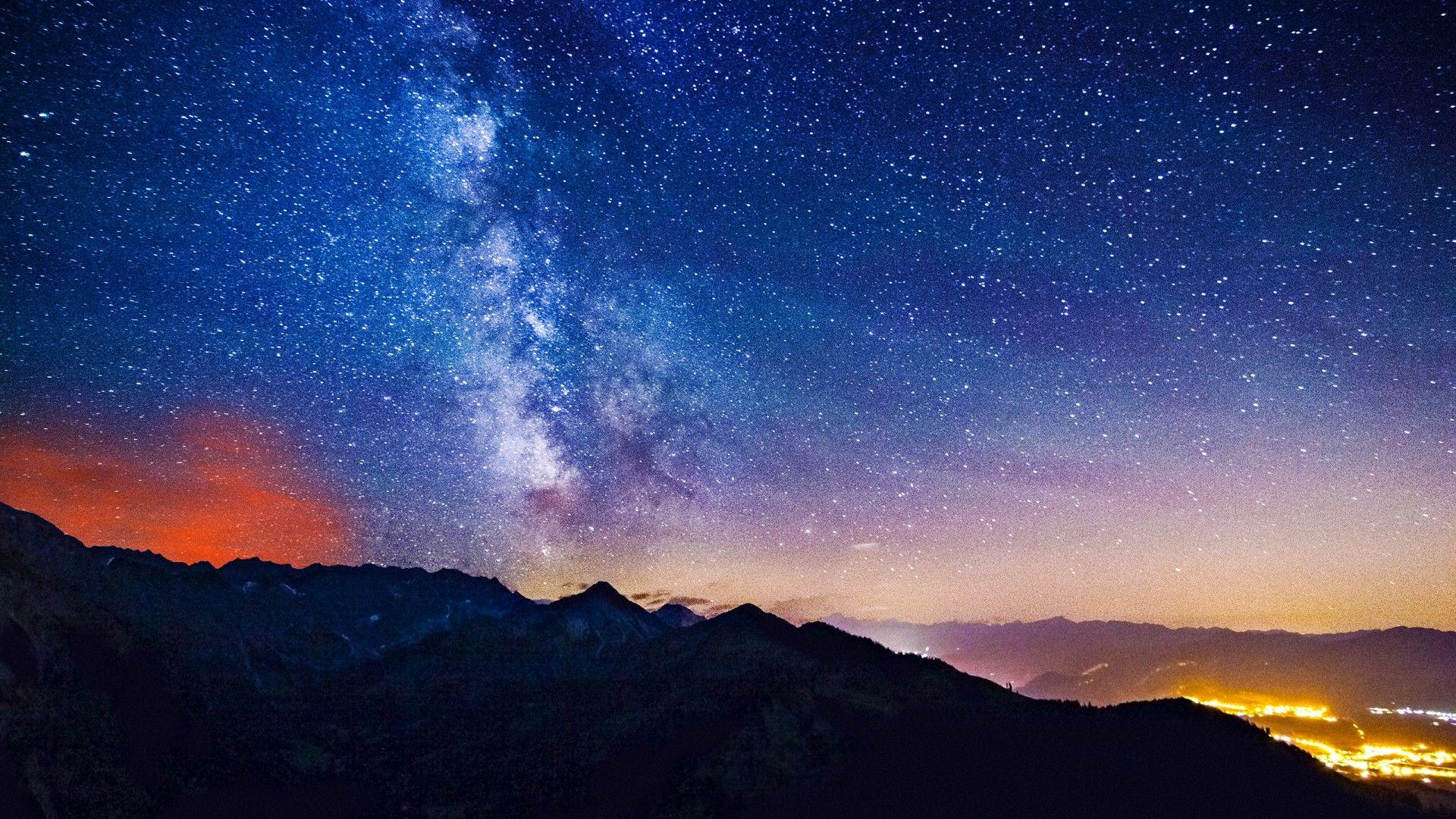 1920x1080 Milky Way Mountains Wallpaper