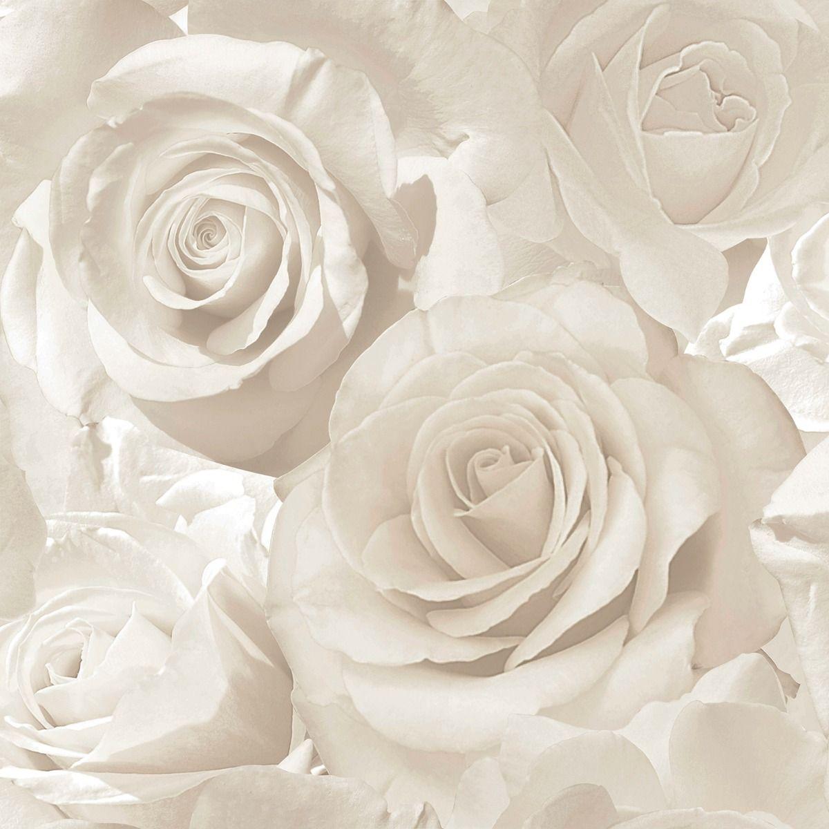 1200x1200 Madison Rose Glitter Floral Wallpaper Pearl and Cream Muriva 139524