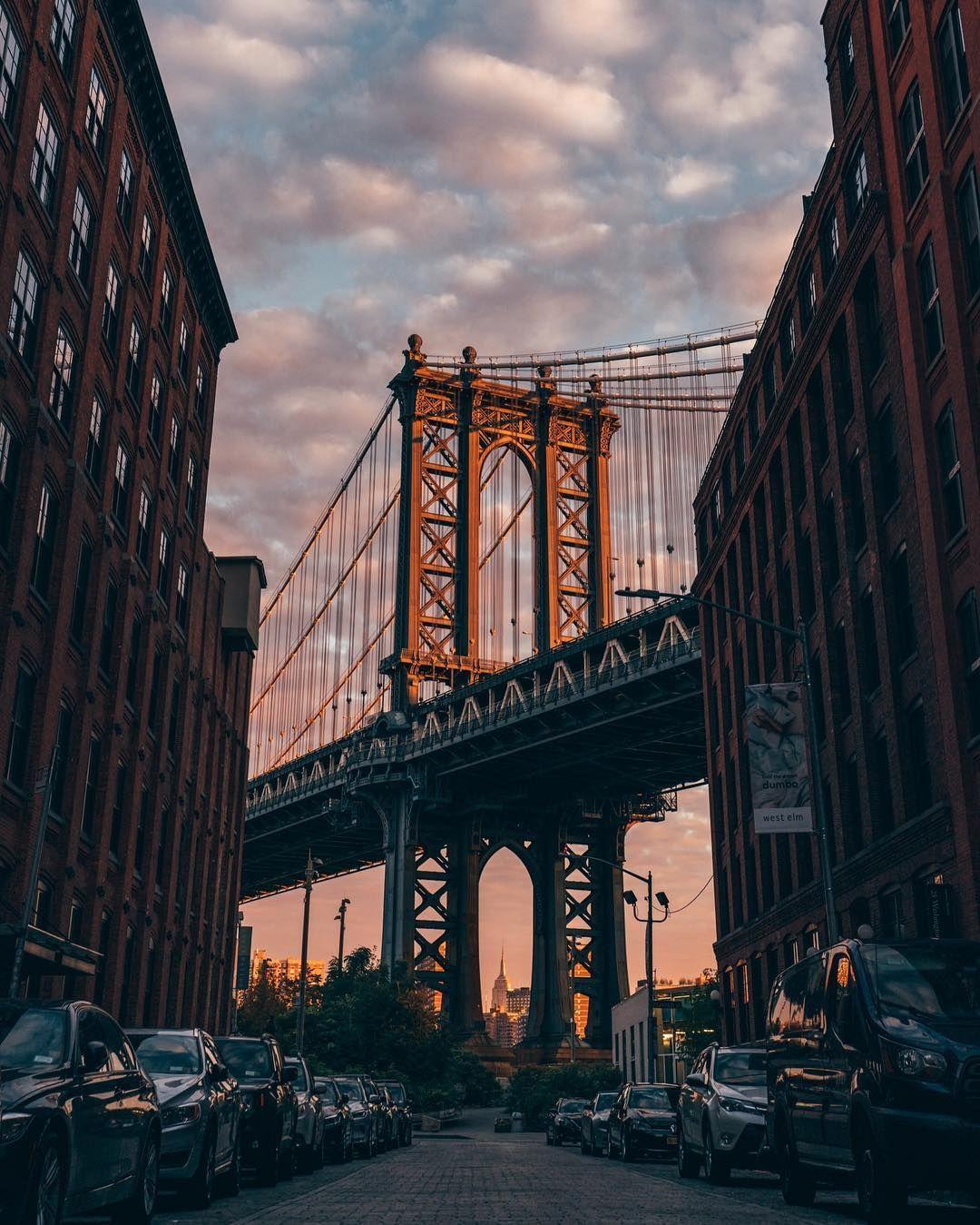 1080x1349 DUMBO with Empire State Building hiding behind. City aesthetic, City photography, New york travel