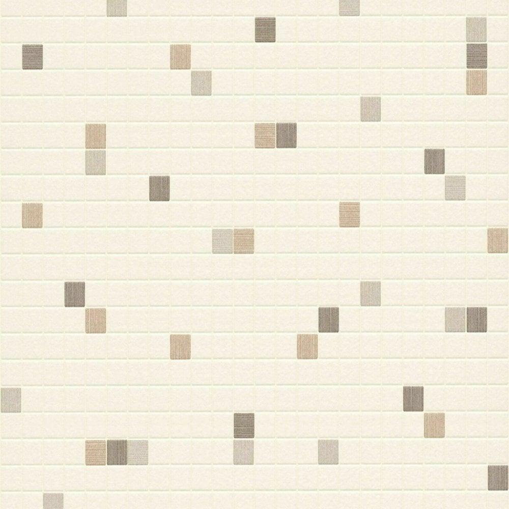 1000x1000 A.S Creation Mosaic Tile Wallpaper Cream Brown Kitchen Bathroom Vinyl 6077 20