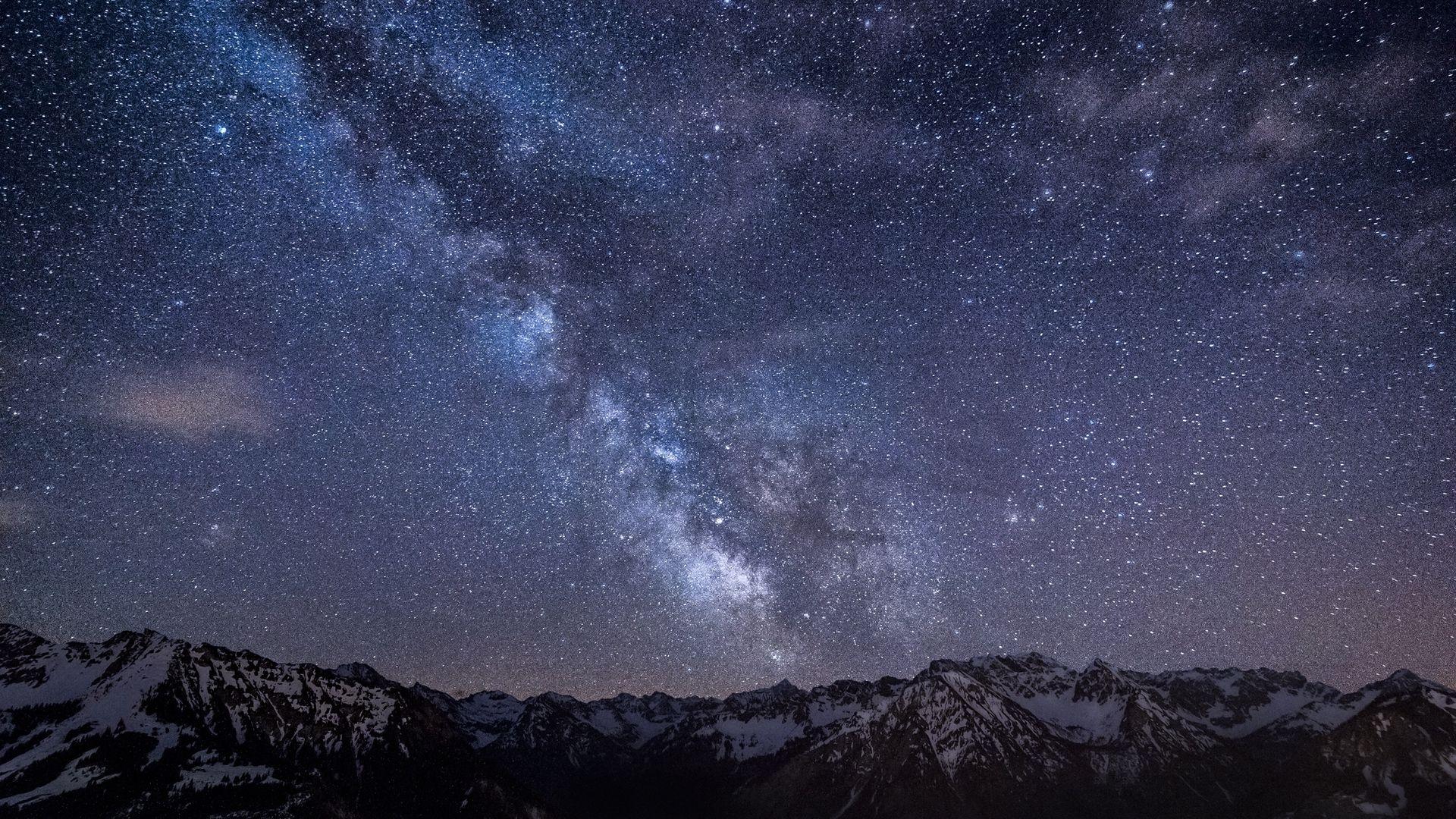 1920x1080 Download wallpaper 1920x1080 milky way, stars, mountains, night