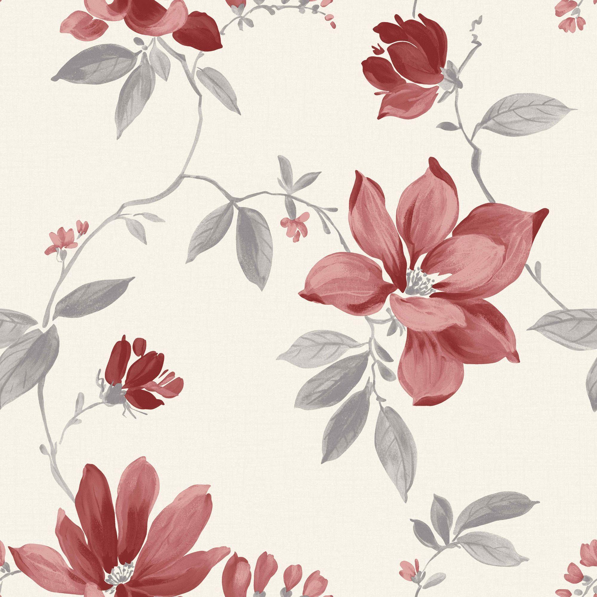 2000x2000 Magnolia Cream Floral Wallpaper. Departments. DIY at B&Q. Empapelado floral, Papel pintado flores, Ilustraciones florales