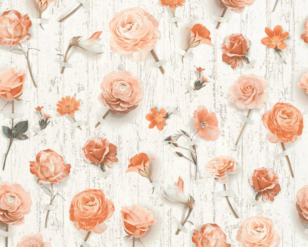 1000x800 A.S. Création Wallpaper «Cottage, Flowers, Cream, Grey, White» 327232