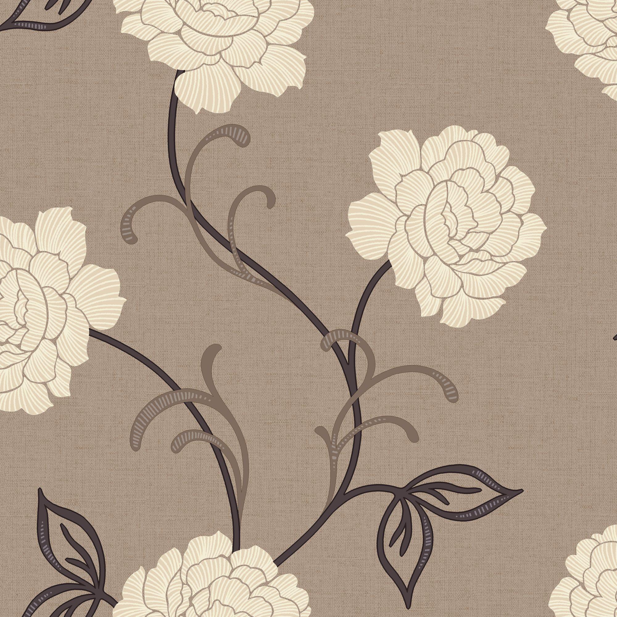 2000x2000 Brown And Cream Floral Wallpaper Wallpaper HD