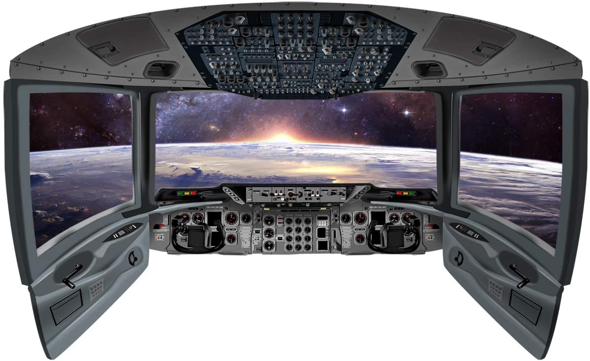 1196x732 VWAQ Space Shuttle Cockpit Wall Mural. Spaceship Window Wall Decals (36 H X 60 W): Home & Kitchen