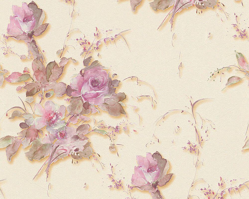 1000x800 ORIGINALS Wallpaper «Floral, Cream, Green, Purple» 676665