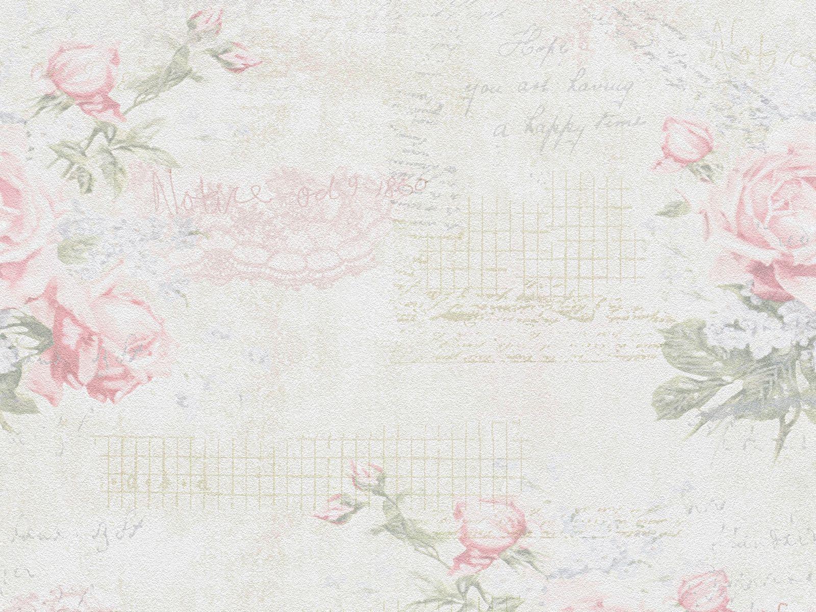 1600x1200 Wallpaper Vintage Flowers Cream Rose Green Livingwalls Djooz 95667 1 956671