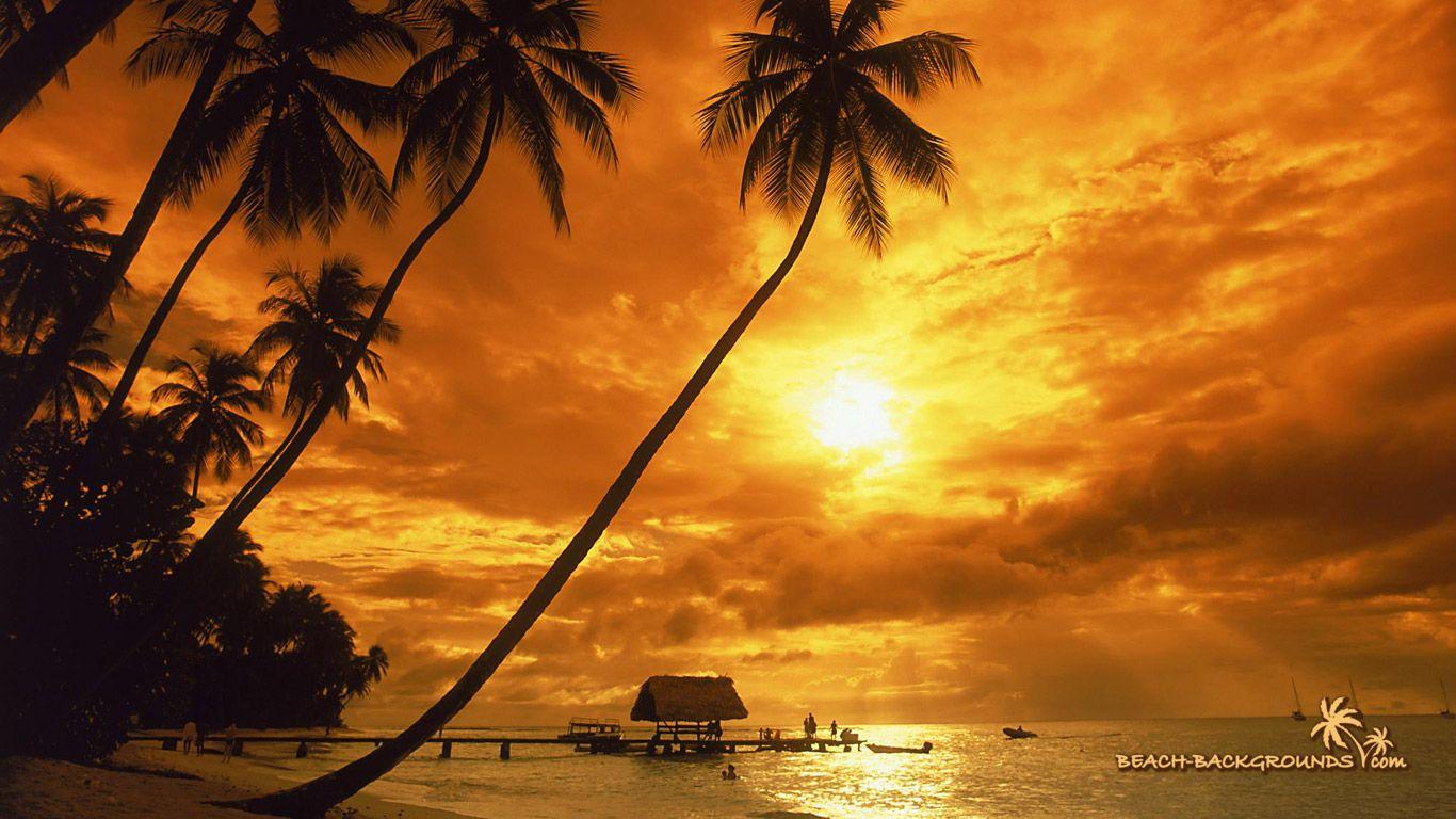 1366x768 Sunset On The Beach Wallpaper Group Wallpaper