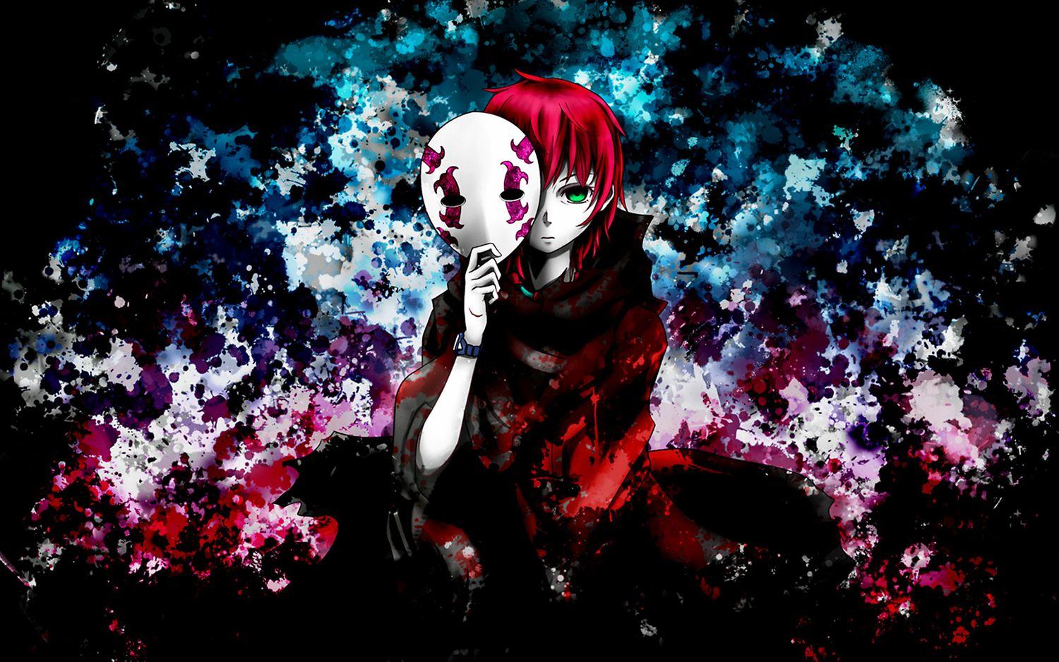 1500x938 deadman wonderland green eyes mask midou azami red hair. konachan.com.com Anime Wallpaper