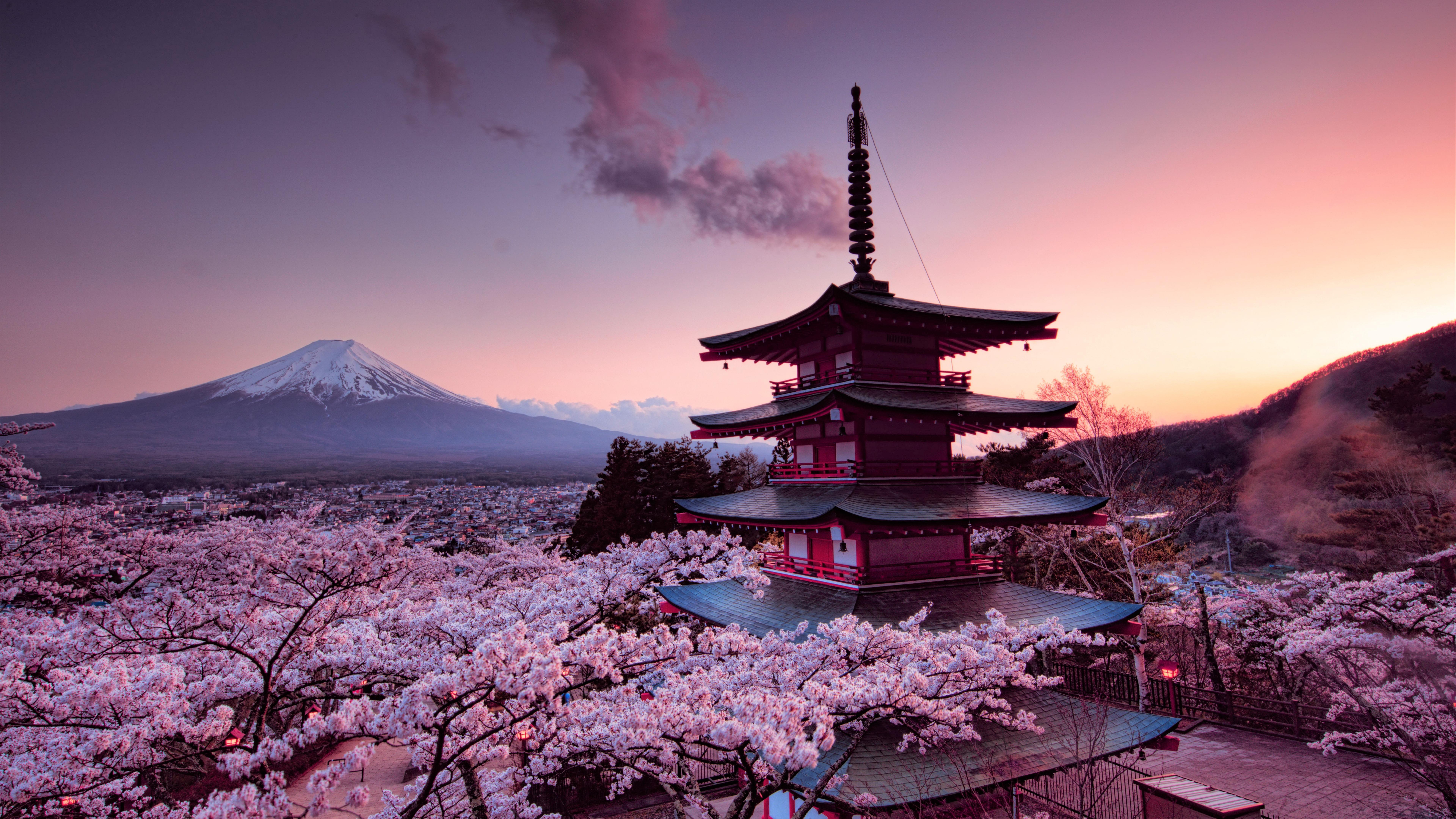 7680x4320 Chureito Pagoda And Mount Fuji Wallpaper. Wallpaper Studio 10