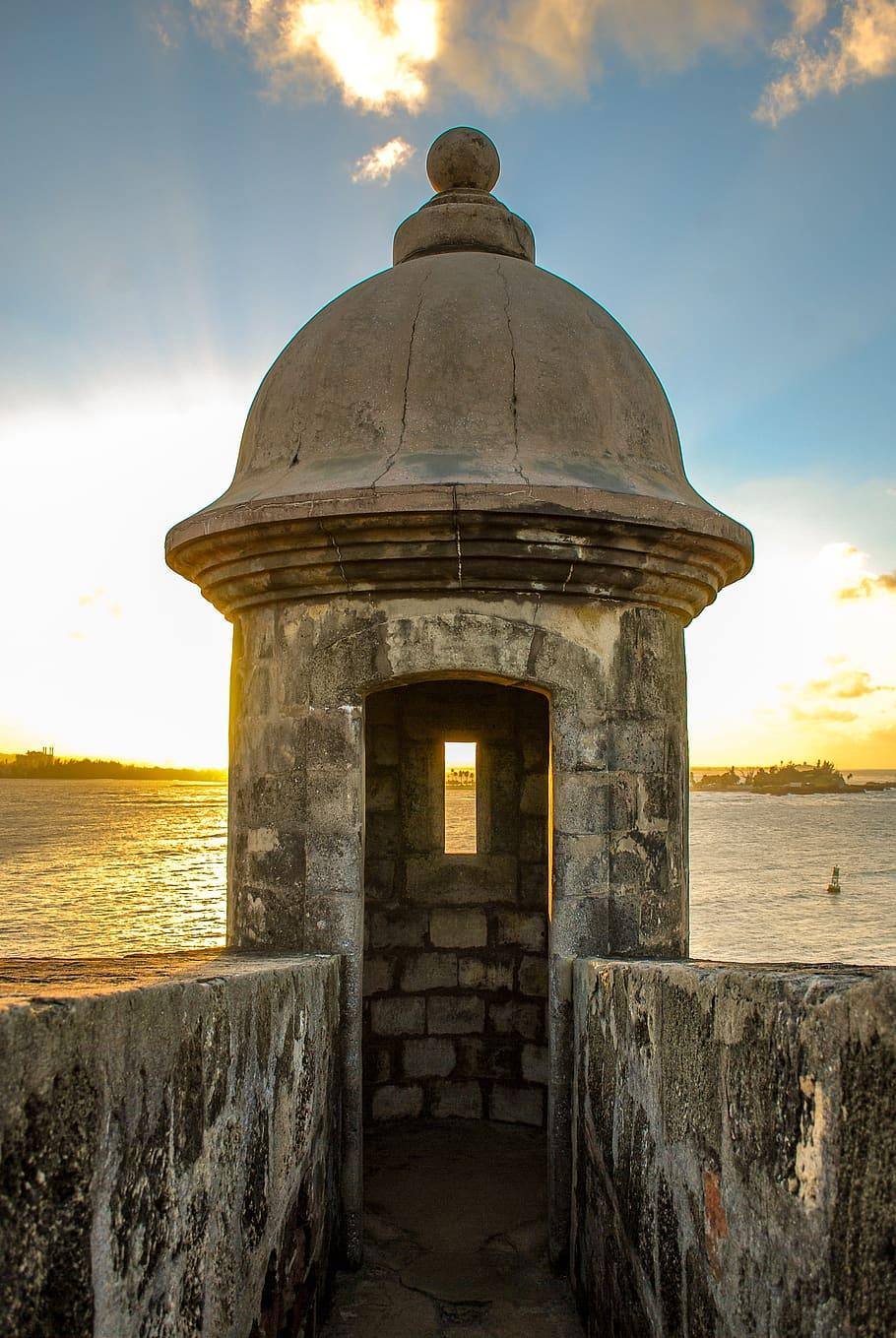910x1359 Puerto Rico, Castle, Lookout, Watch, Ocean, Sunset