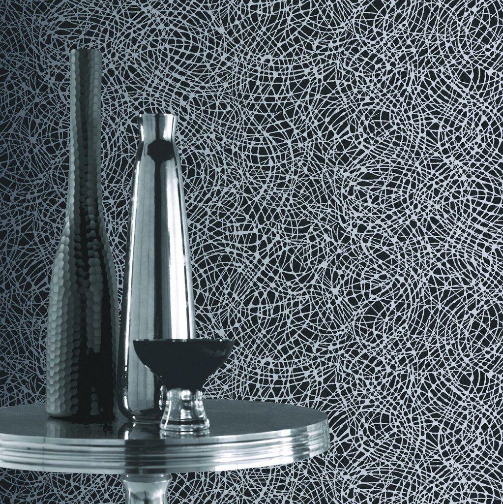 1023x1024 Black and Silver Foil Swirl Wallpaper 294100