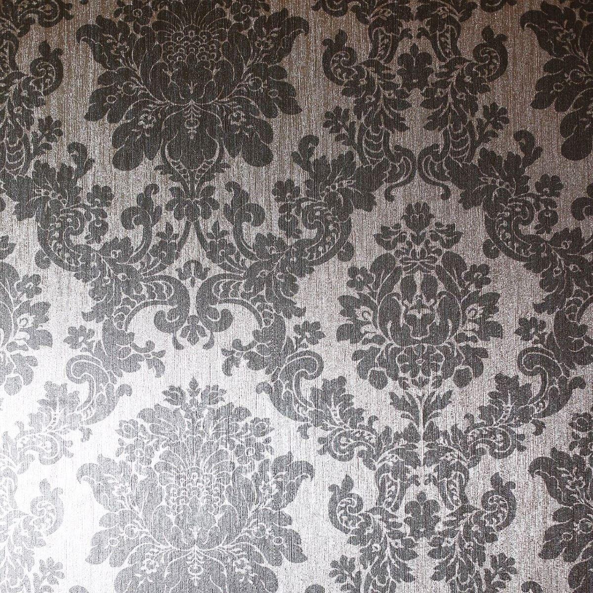 1200x1200 Arthouse Foil Damask Silver Wallpaper 294401