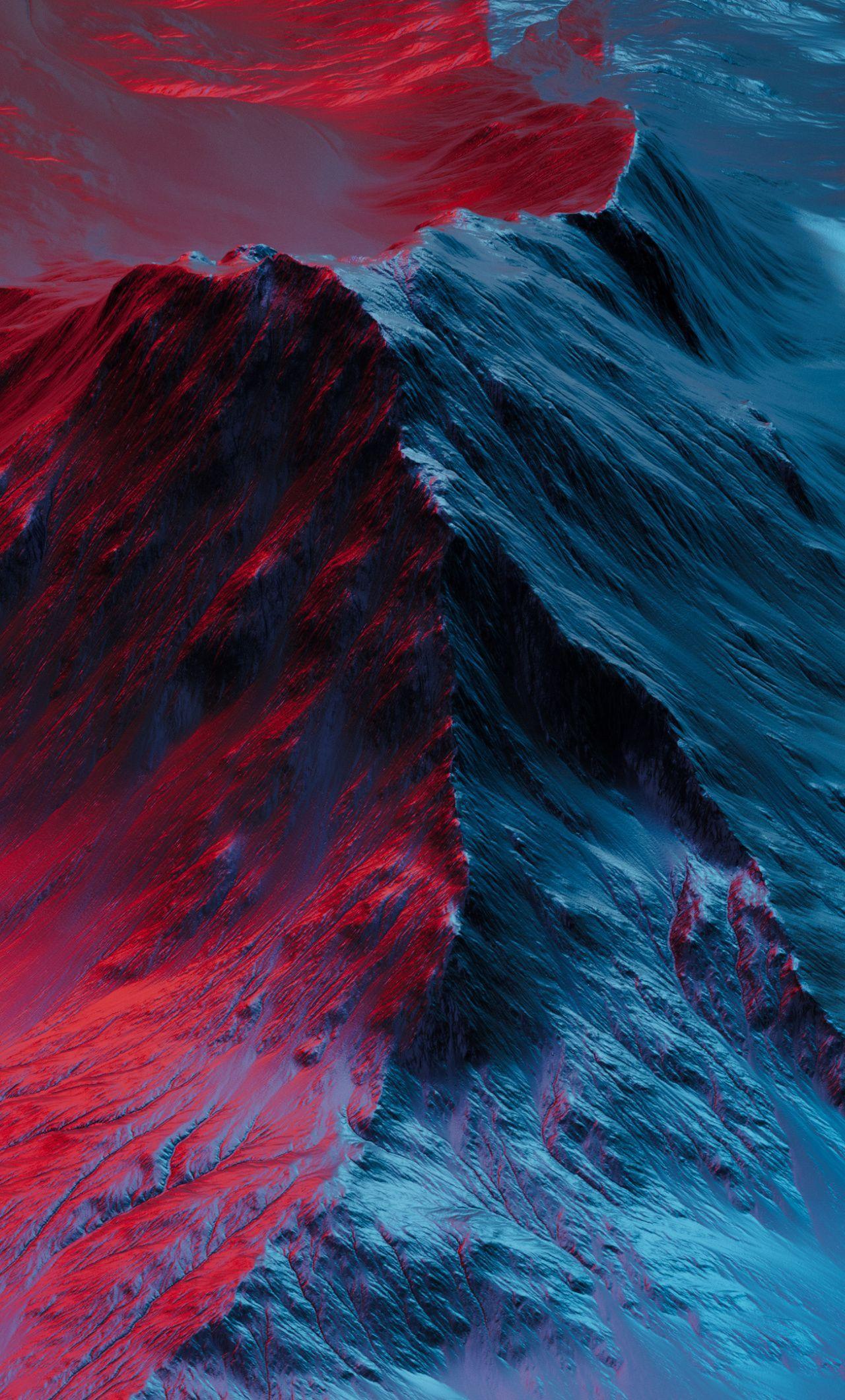 1280x2120 Mountain, Neon, Blue Red, Redmibook Wallpaper. Neon Wallpaper, Blue Wallpaper, Red And Blue