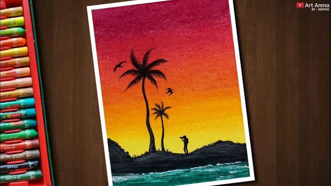 1280x720 Oil Pastel Drawing for Beginners Boy with Camera at Sunset by. Oil pastel drawings, Oil pastel, Cute wallpaper background