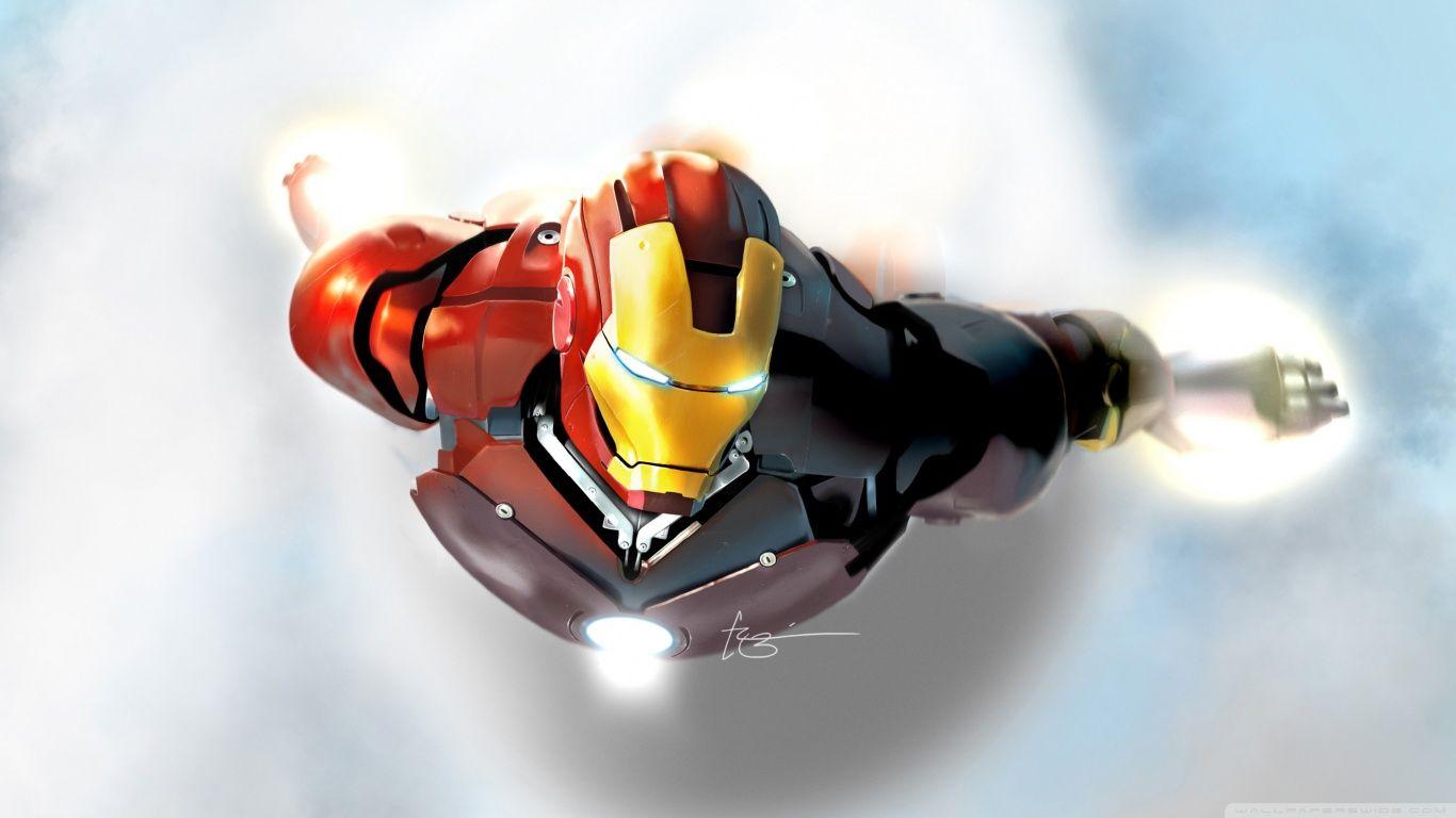 1366x768 Iron Man Flying Wallpaper