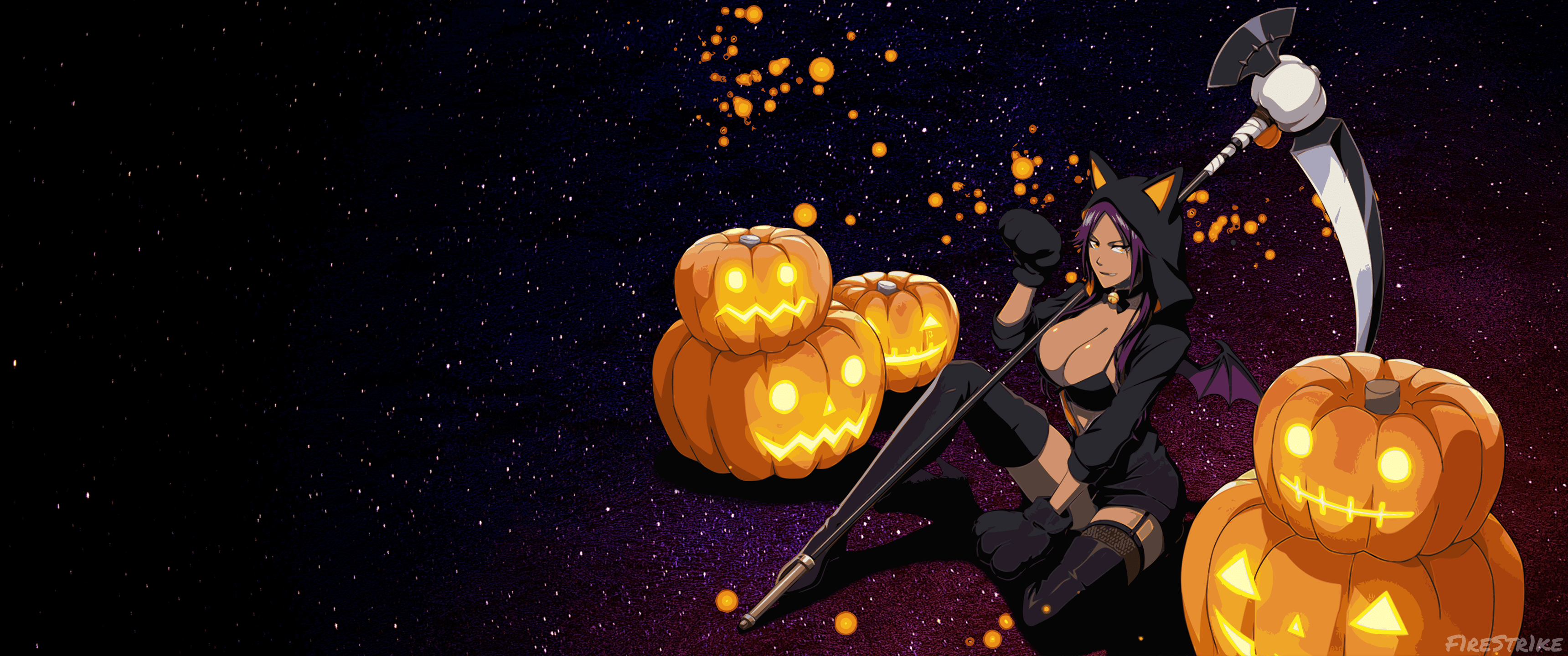 3440x1440 Yoruichi (Halloween Version) 4k Wallpaper, because you can't have 1 without the other