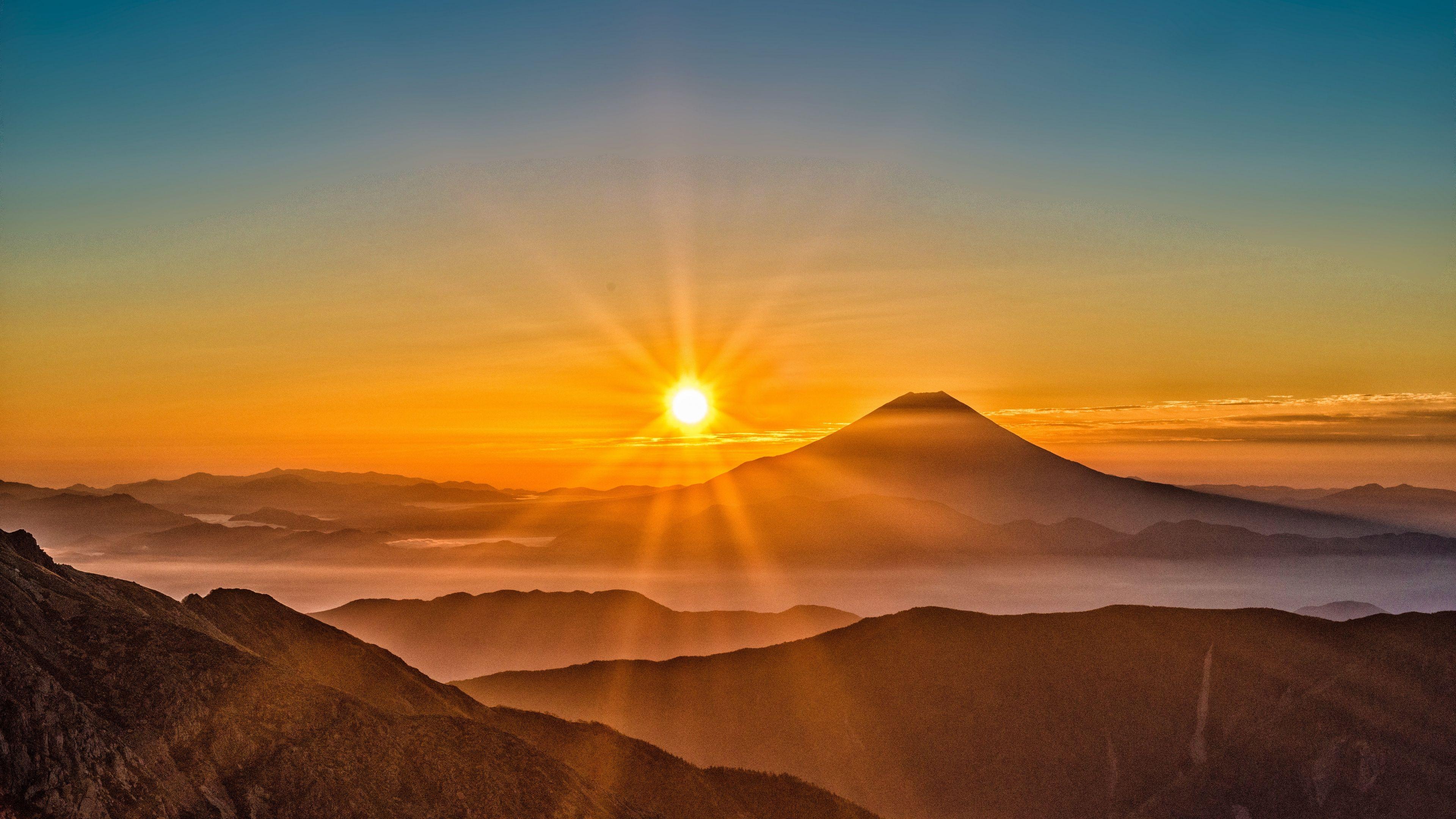 3840x2160 Download wallpaper 3840x2160 mount fuji, japan, sun 4k uhd 16:9 HD
