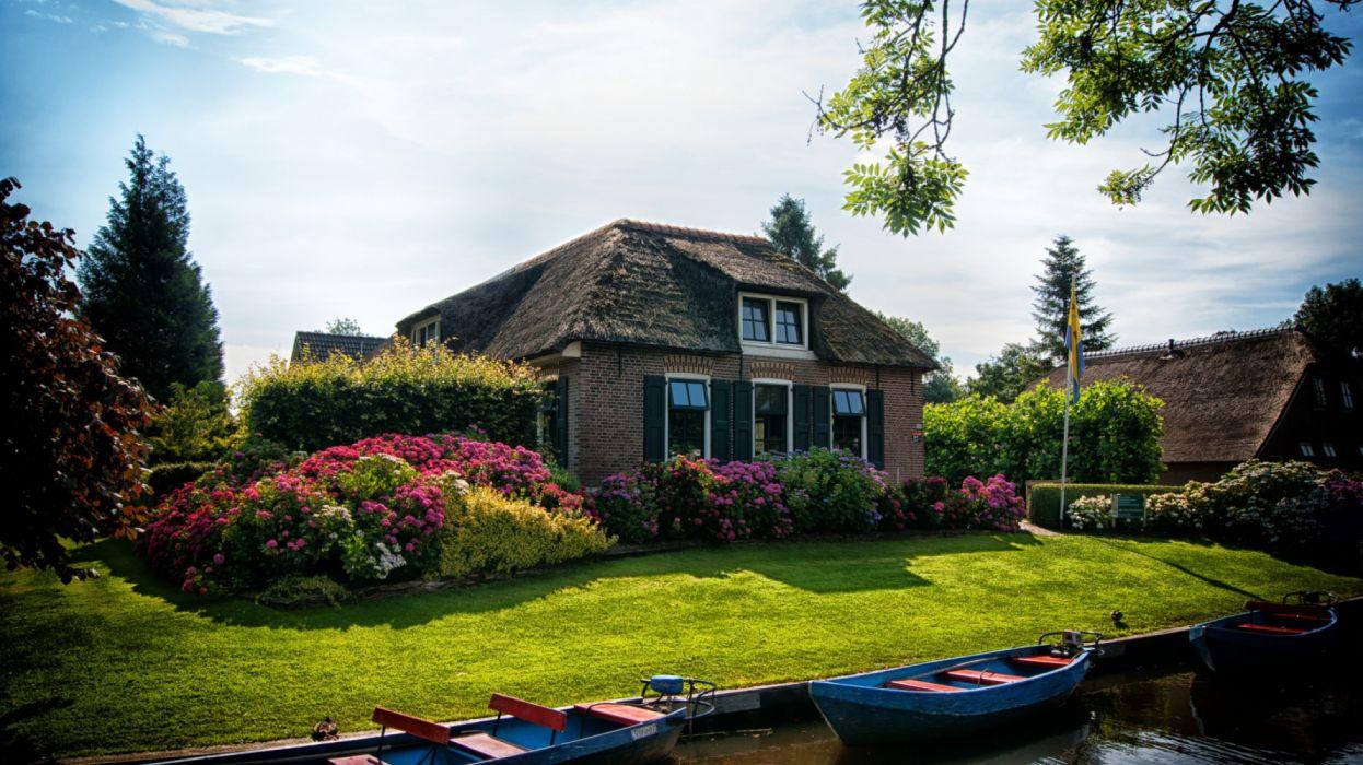 1246x700 Netherlands Houses Boats Giethoorn village Mansion wallpaperx1438