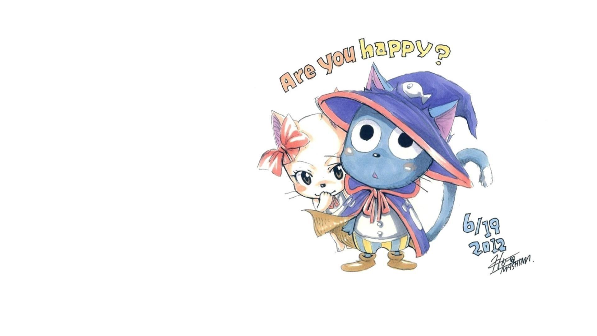 1920x1080 Cats fairy tail white background happy (fairy tail) wallpaper