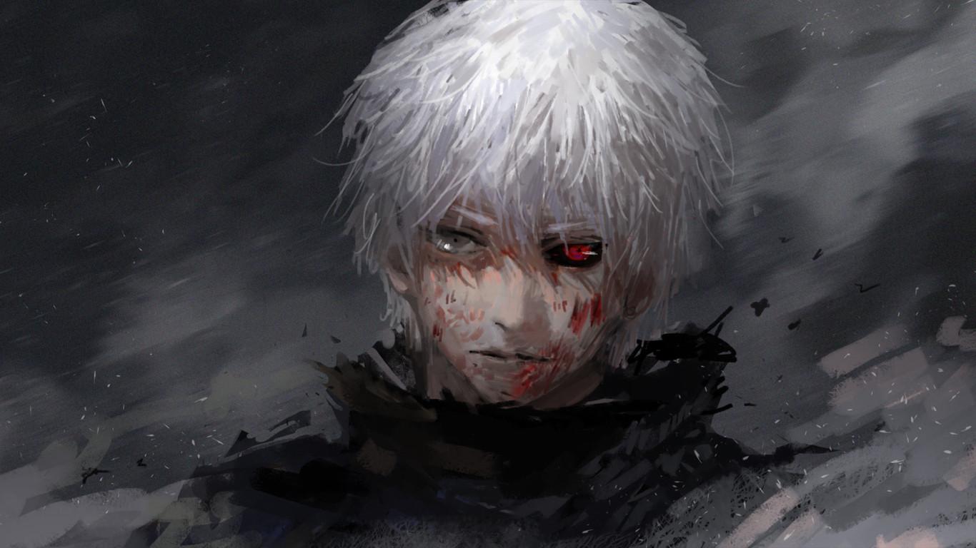 Download wallpaper 1366x768 tokyo ghoul, dark, anime boy, artwork, tablet,  laptop, 1366x768 hd background, 18584